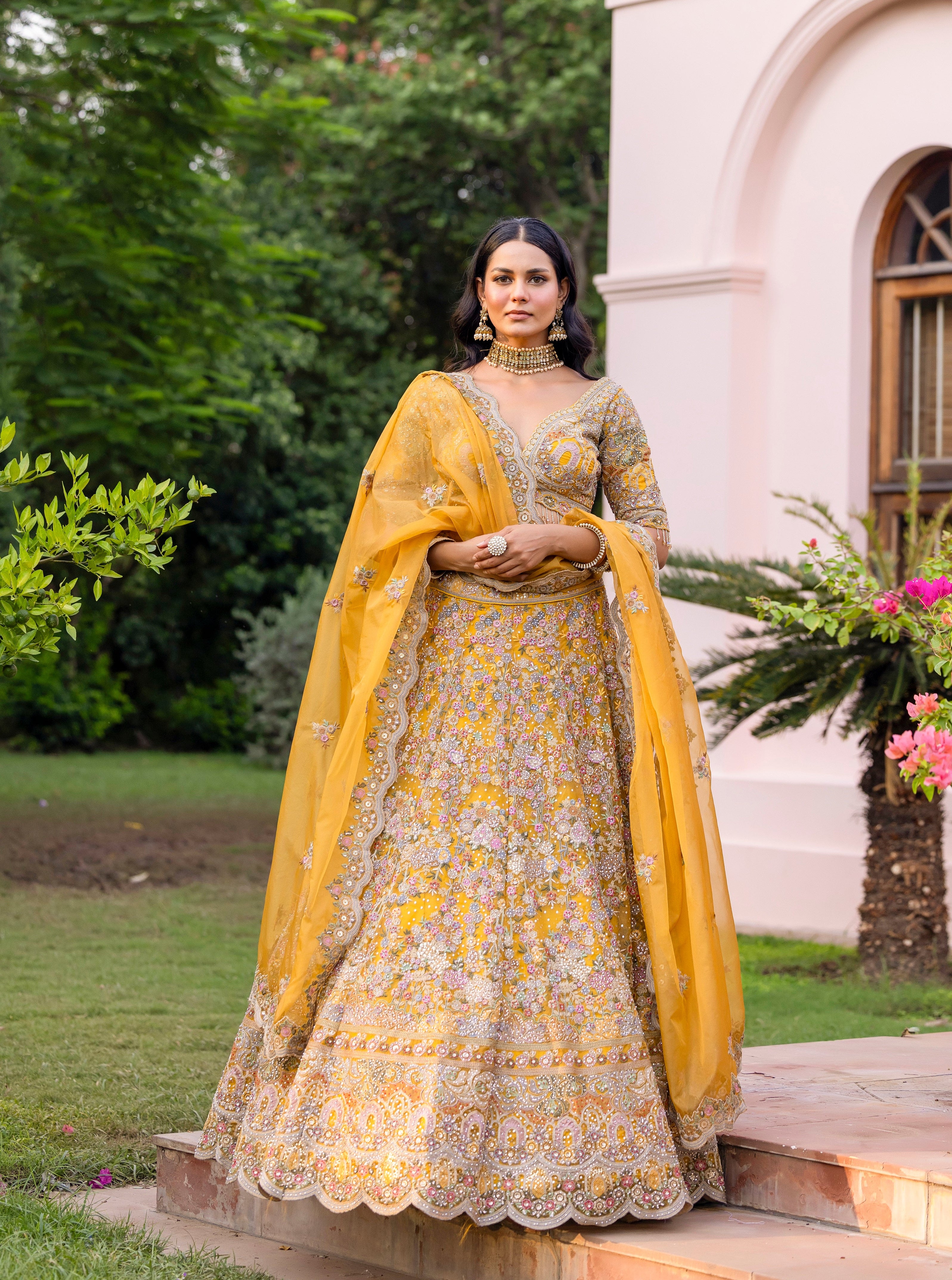 Sunlit Pastel Floral Majesty Lehenga