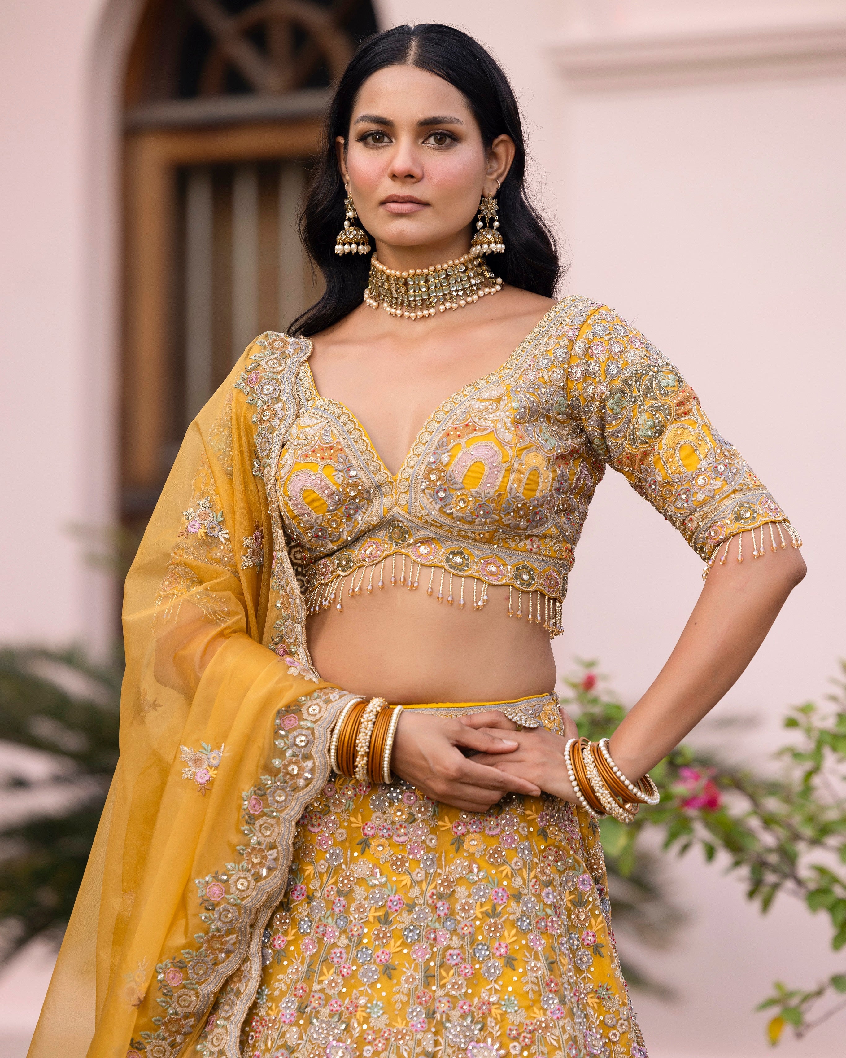 Sunlit Pastel Floral Majesty Lehenga