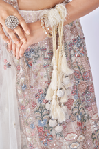 IVORY MULTI-COLOR FLORAL EMBROIDERED LEHENGA SET