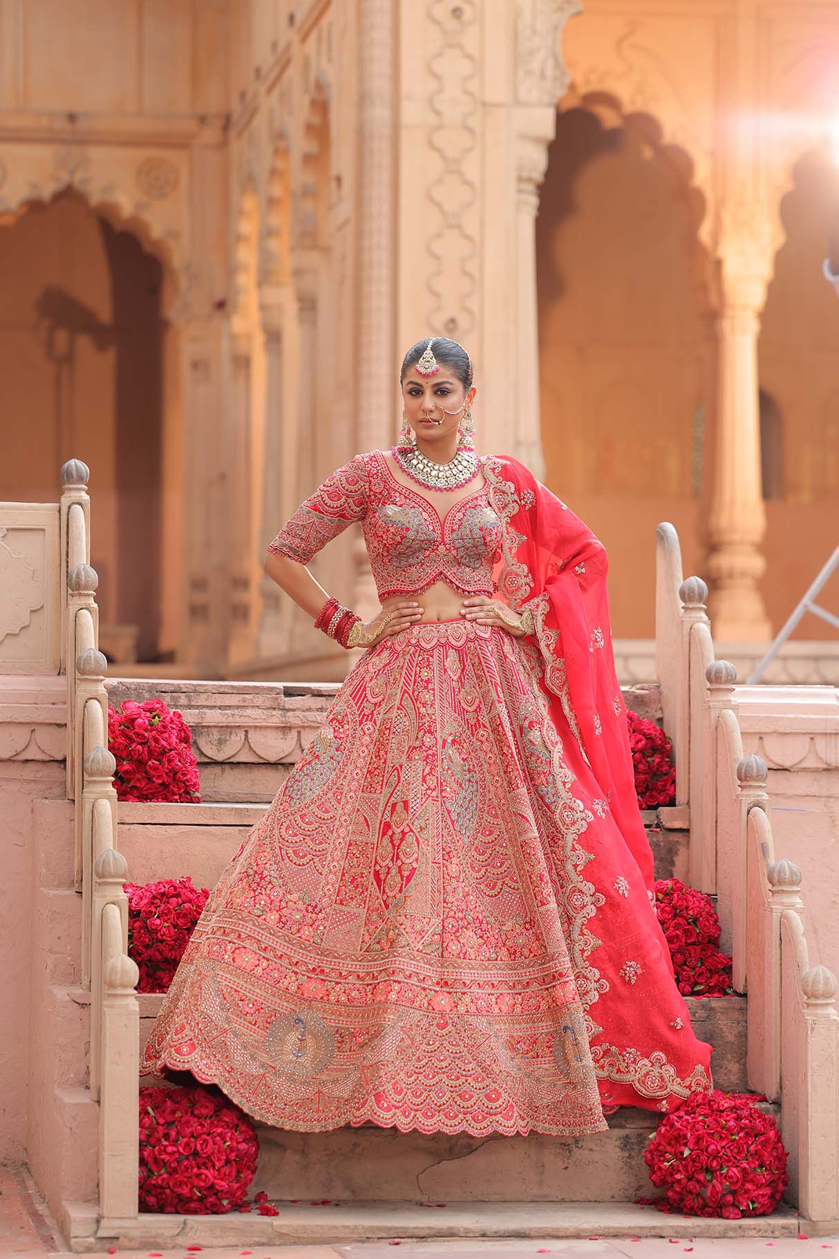 Grand Heritage Bridal Lehenga in Luxe Red