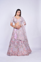 IVORY MULTI-COLOR FLORAL EMBROIDERED LEHENGA SET