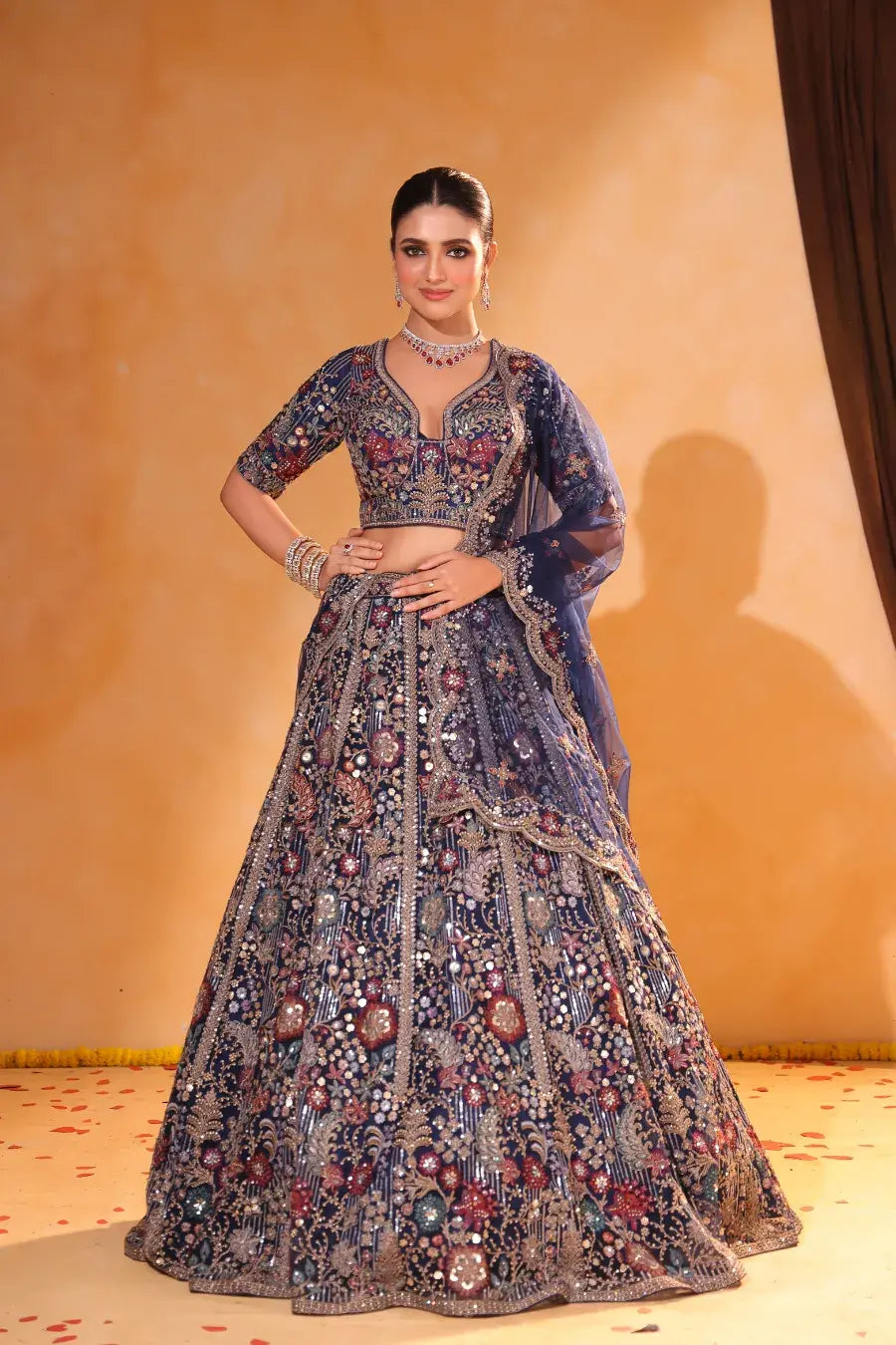 Royal Reverie – Blue Sequin Embellished Lehenga