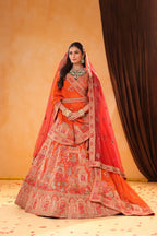 Riwaayat – Rust Orange Bridal Lehenga with Traditional Motifs