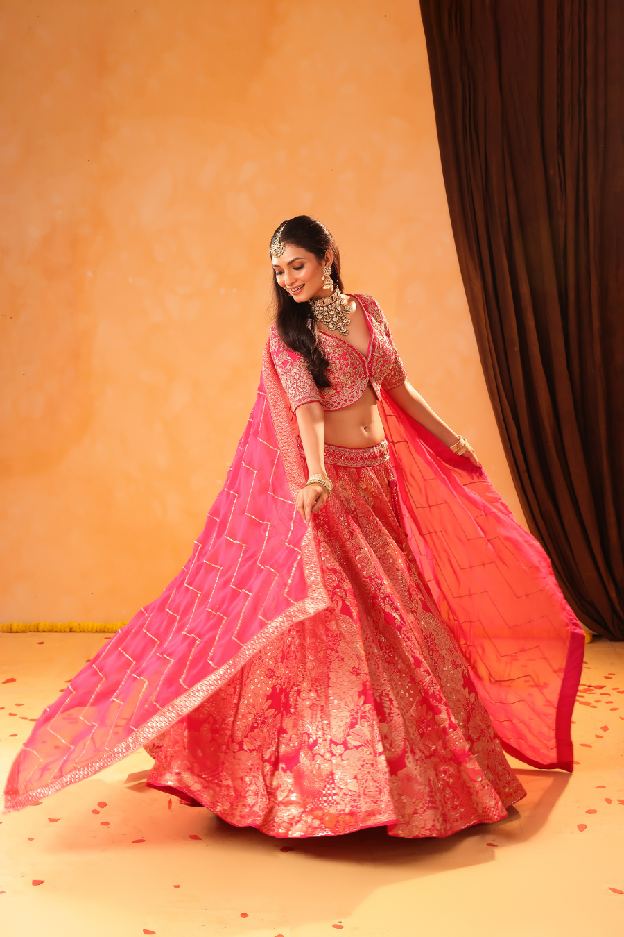 Fuchsia Phulkari – Banarasi-Inspired Celebration Lehenga