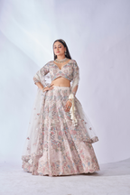 IVORY MULTI-COLOR FLORAL EMBROIDERED LEHENGA SET