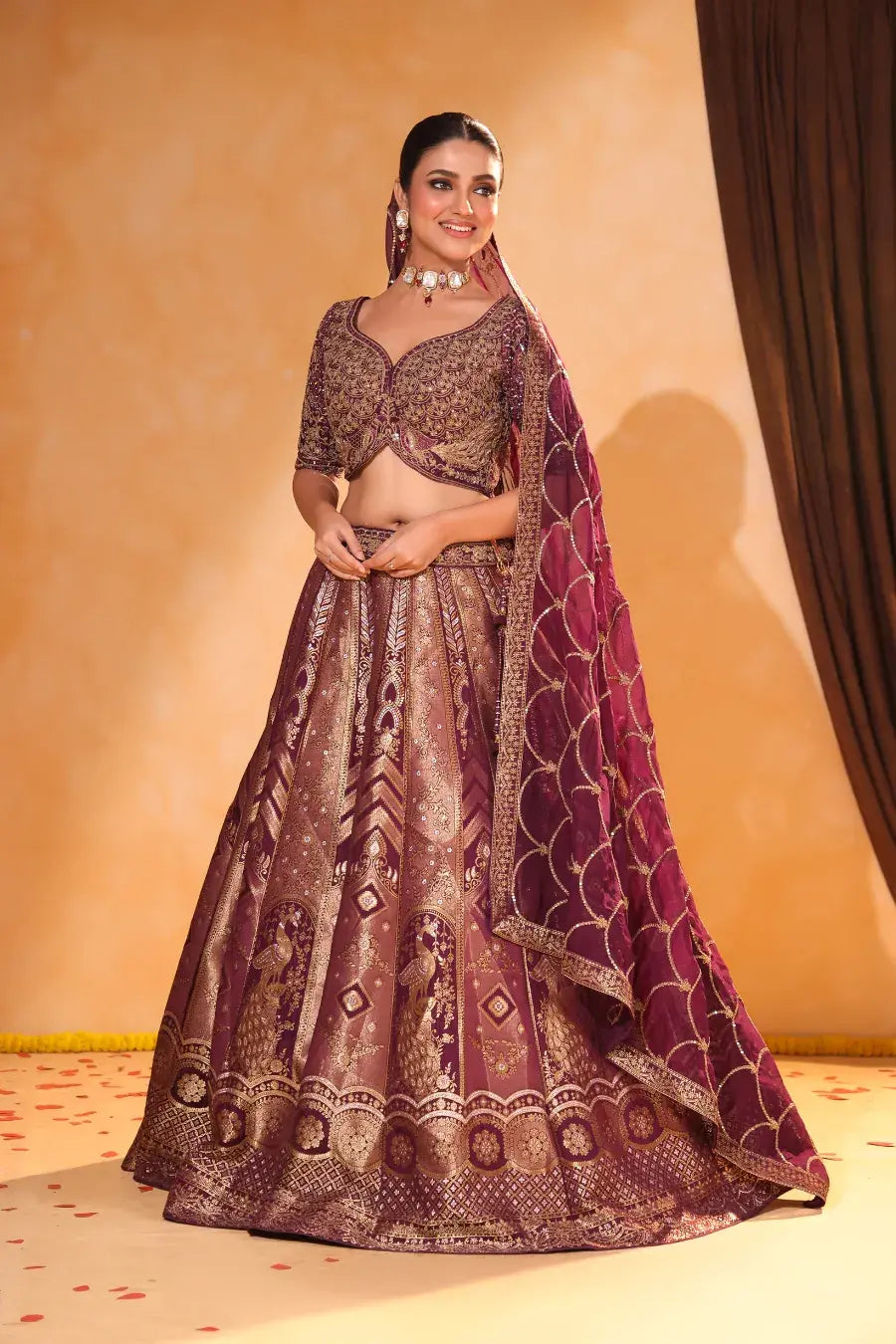 Wine Royale – Banarasi Zari Lehenga
