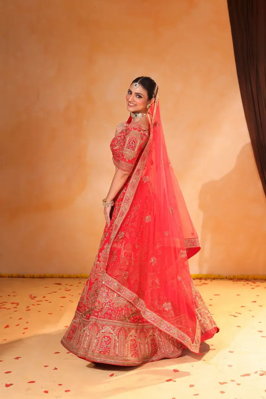 Rani Rooh: Regal Pink Bridal Lehenga with Peacock & Floral Embroidery