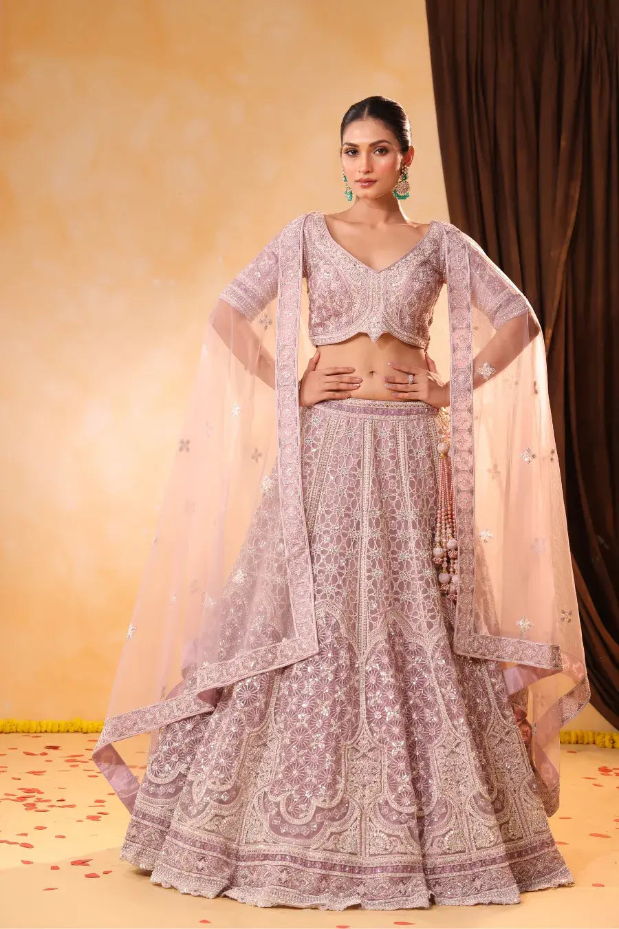 Lavender Whisper – Thread Embroidered Lehenga