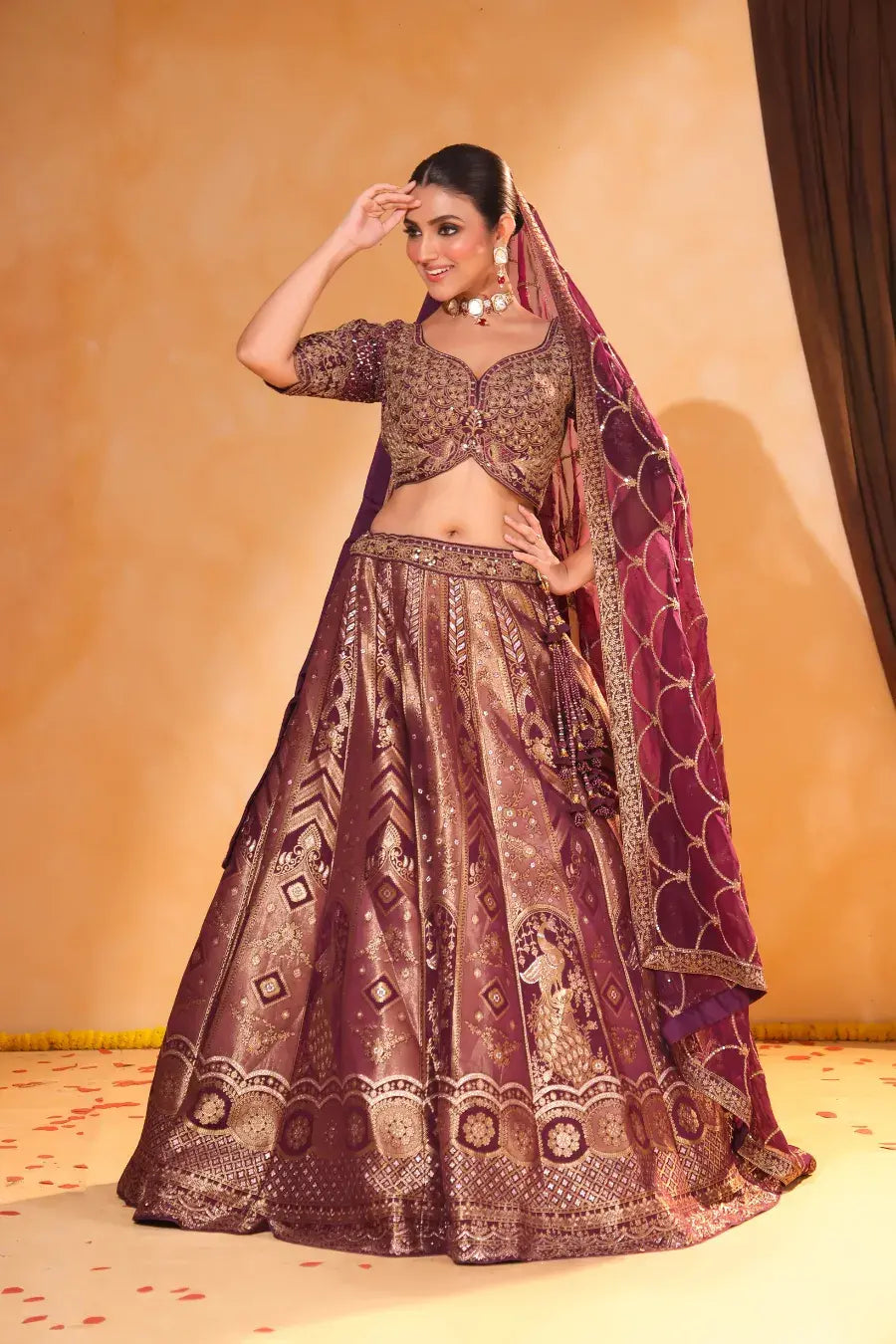 Wine Royale – Banarasi Zari Lehenga