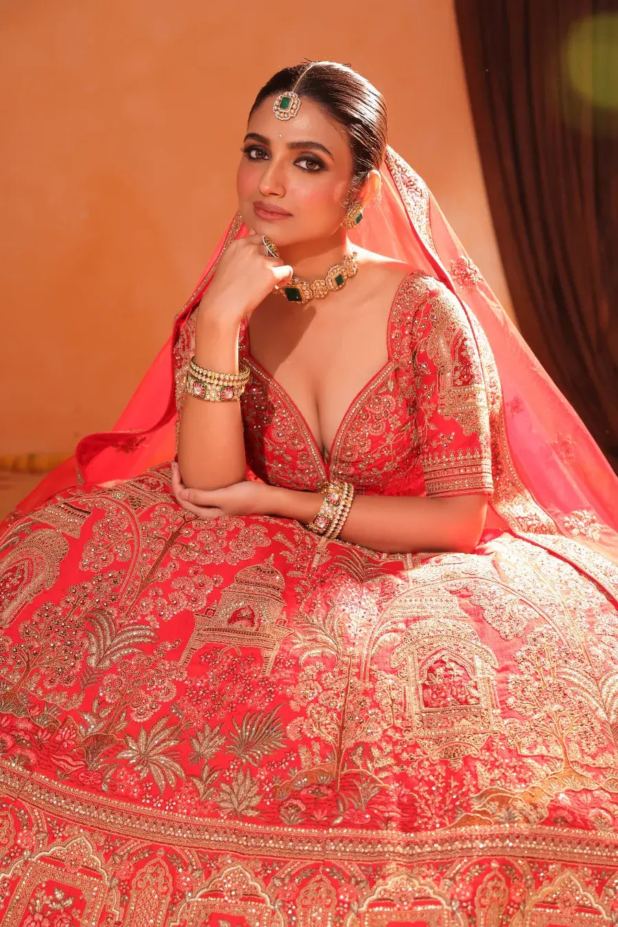 Rani Rooh: Regal Pink Bridal Lehenga with Peacock & Floral Embroidery