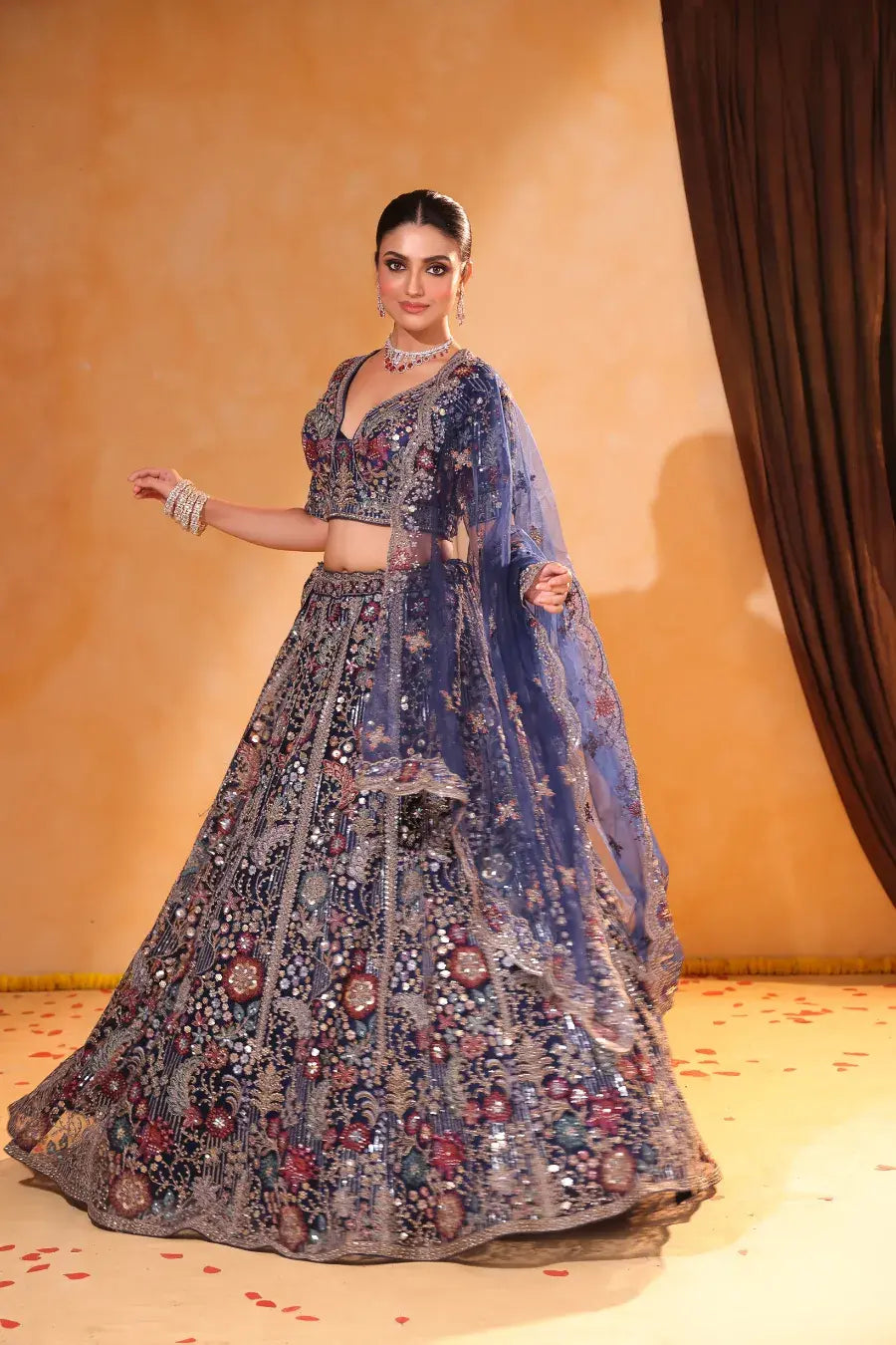 Royal Reverie – Blue Sequin Embellished Lehenga
