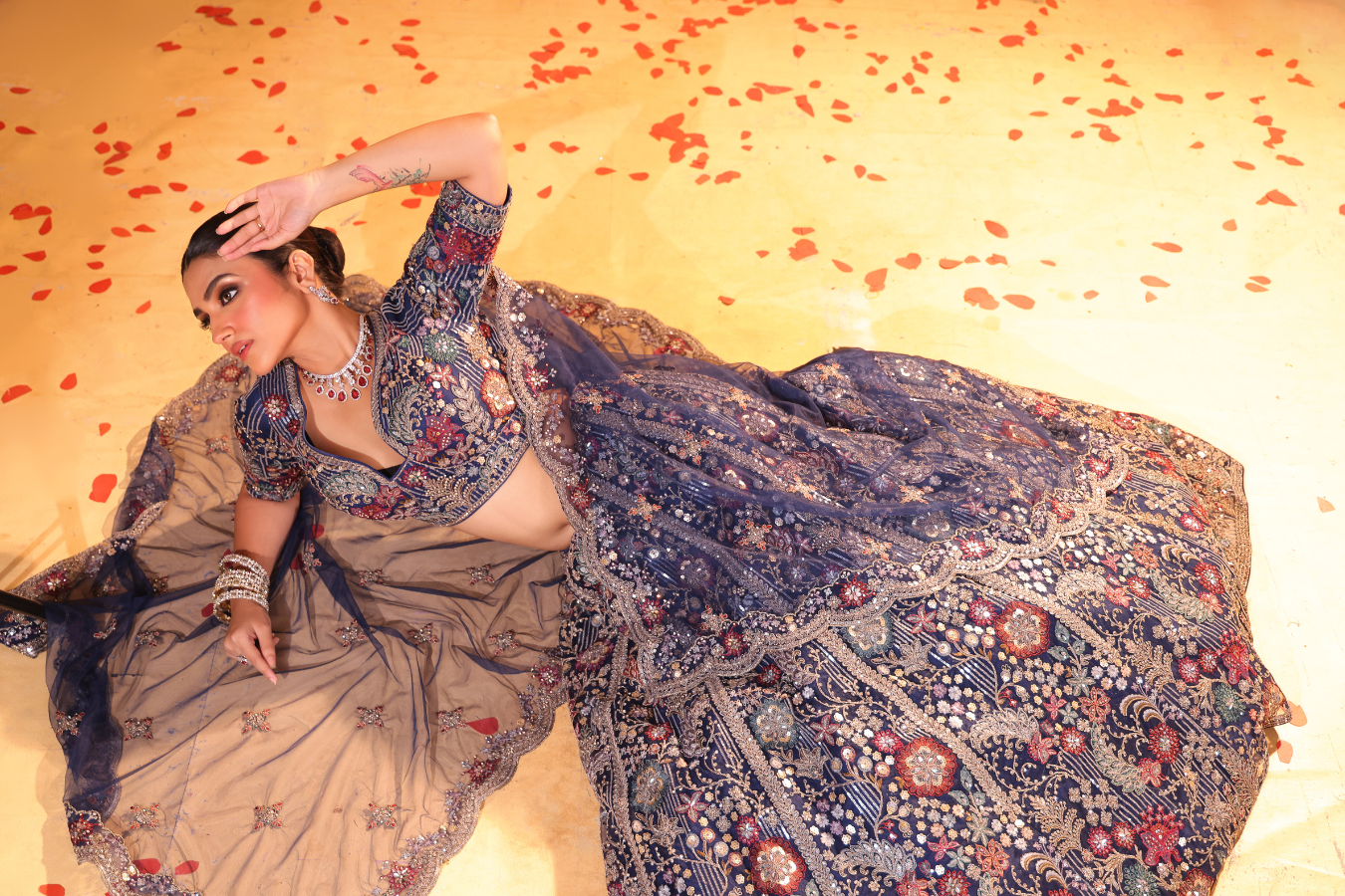 Royal Reverie – Blue Sequin Embellished Lehenga
