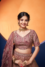 NOOR-E-MAROON BANARASI BRIDAL LEHENGA SET