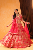 Fuchsia Phulkari – Banarasi-Inspired Celebration Lehenga