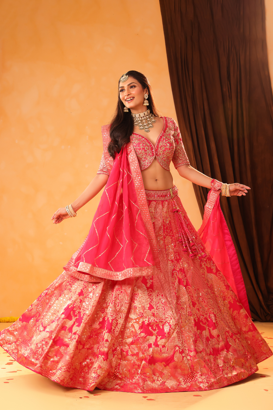 Fuchsia Phulkari – Banarasi-Inspired Celebration Lehenga