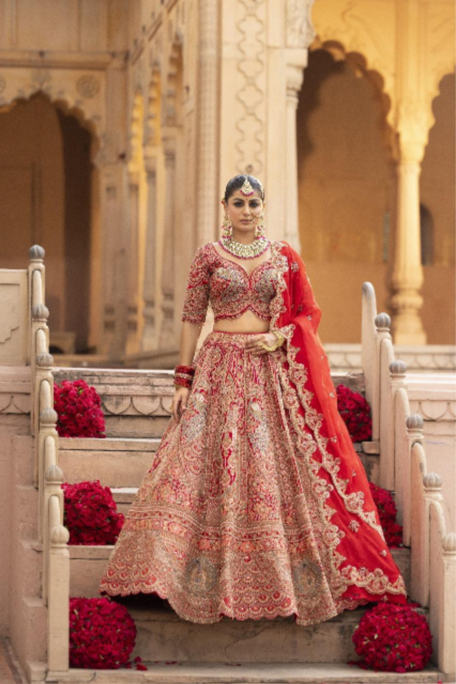 Grand Heritage Craft Bridal Lehenga in Luxe Red