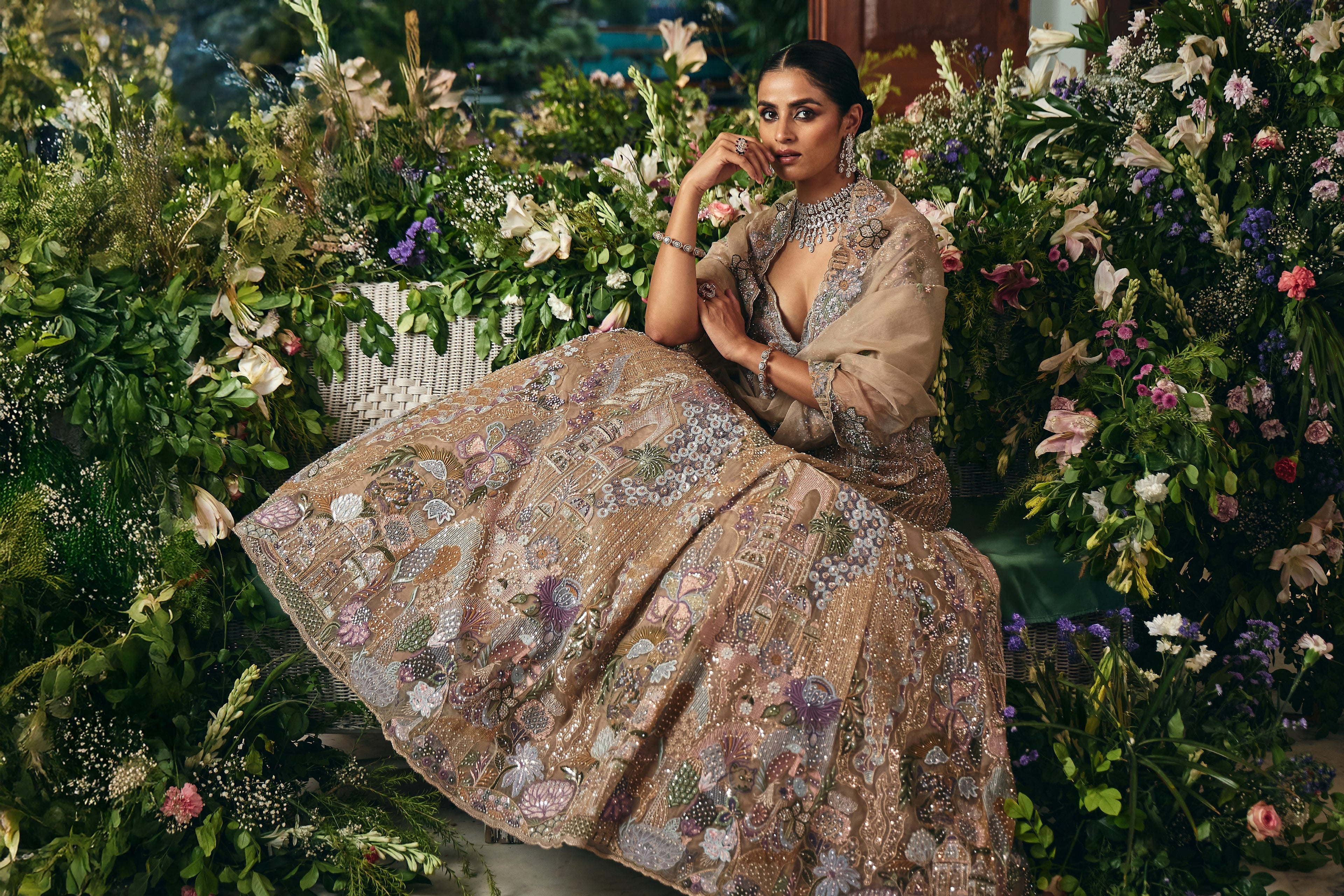 Enchanted Pastel Meadow Artistry Lehenga