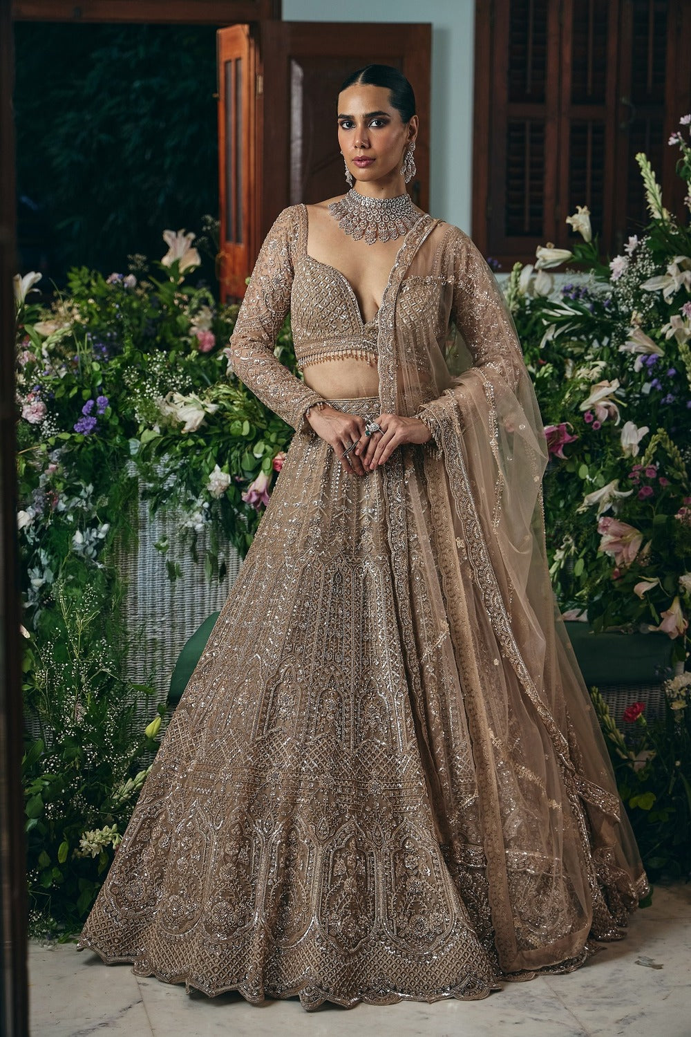 Pastel Meadow Floral Couture Lehenga