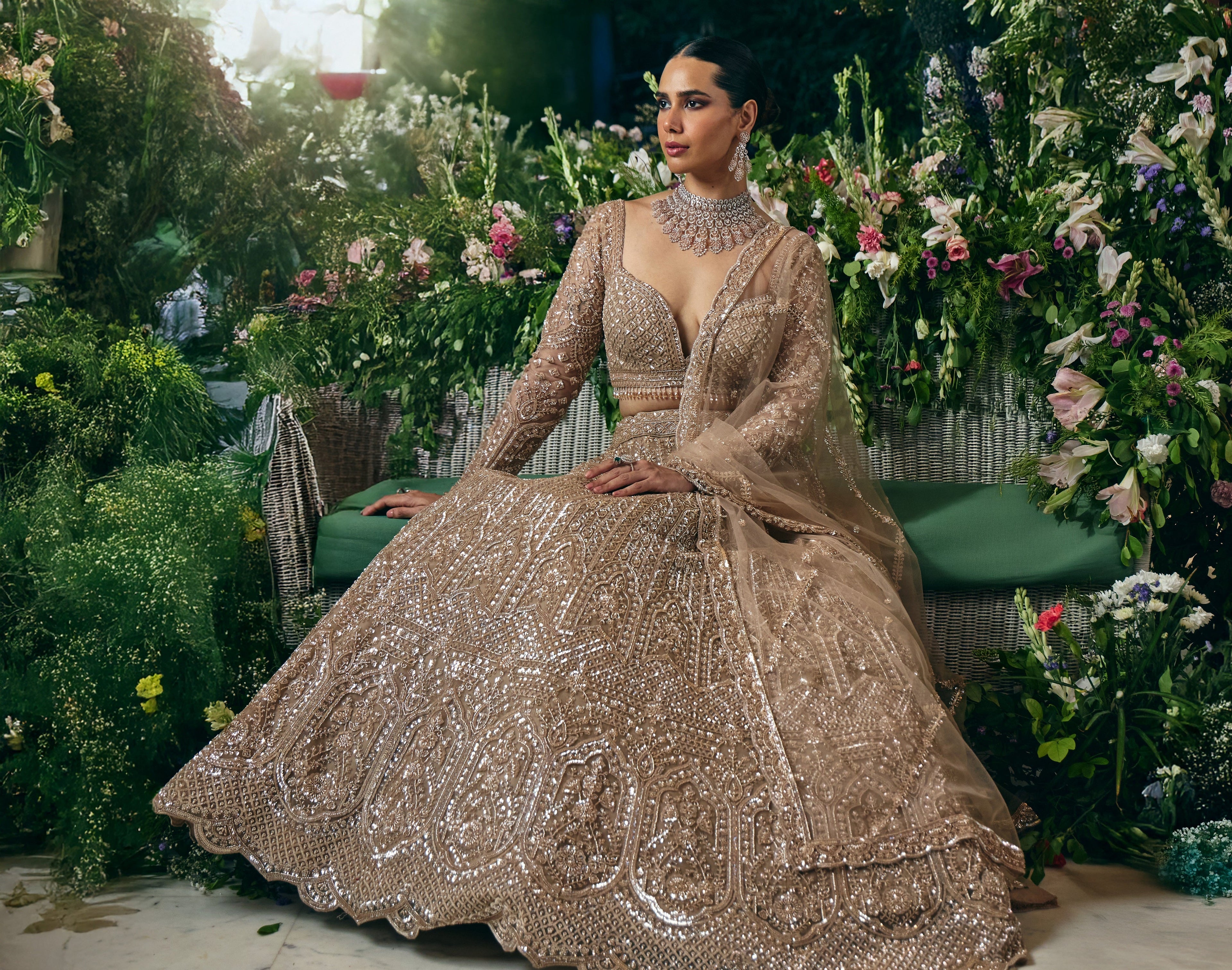 Pastel Meadow Floral Couture Lehenga