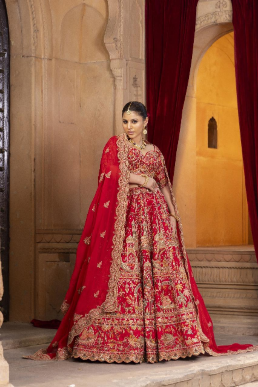 Opulent Red Aura Lehenga