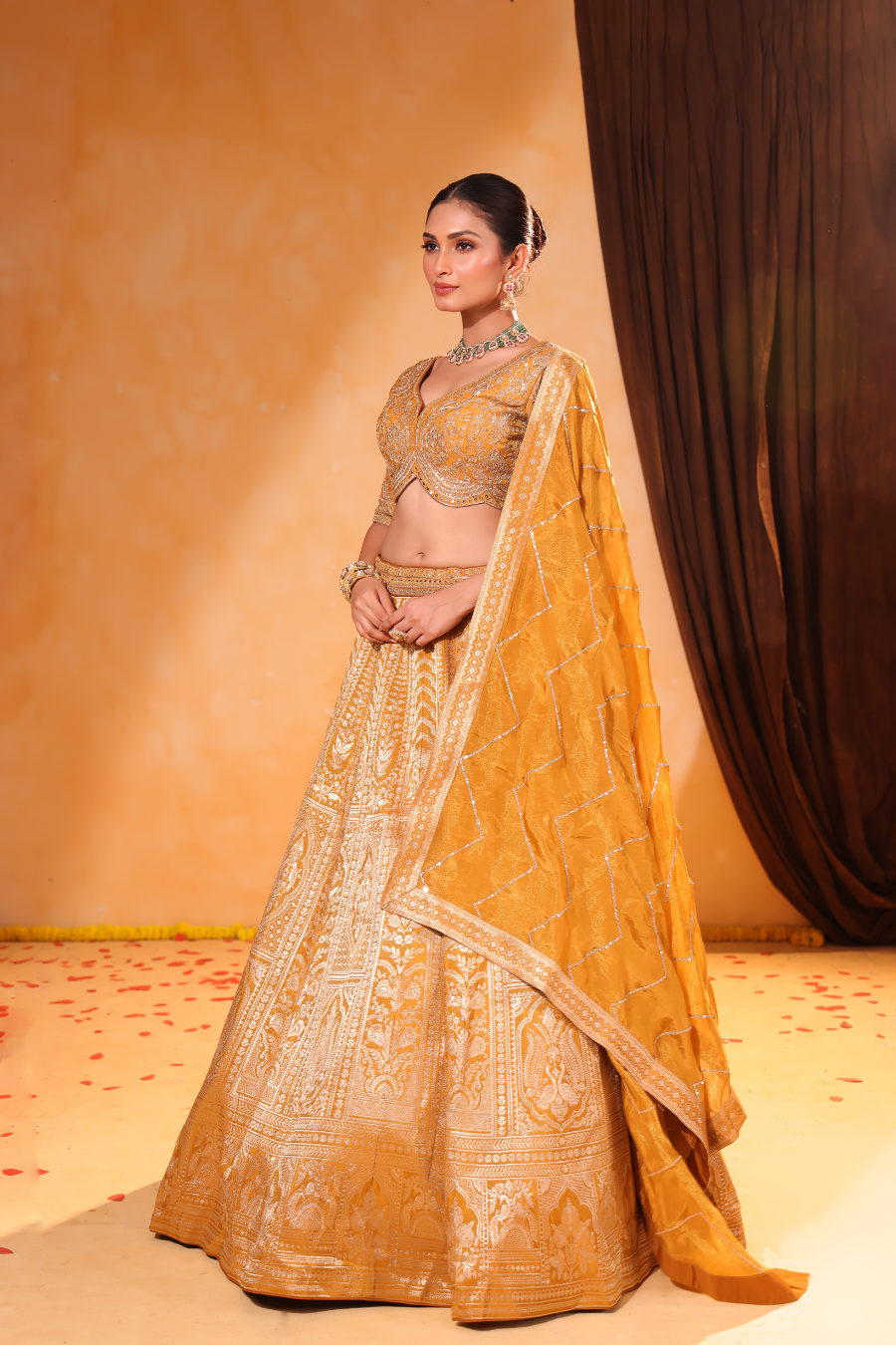 Mustard Majesty – Banarasi Weave & Zari Lehenga