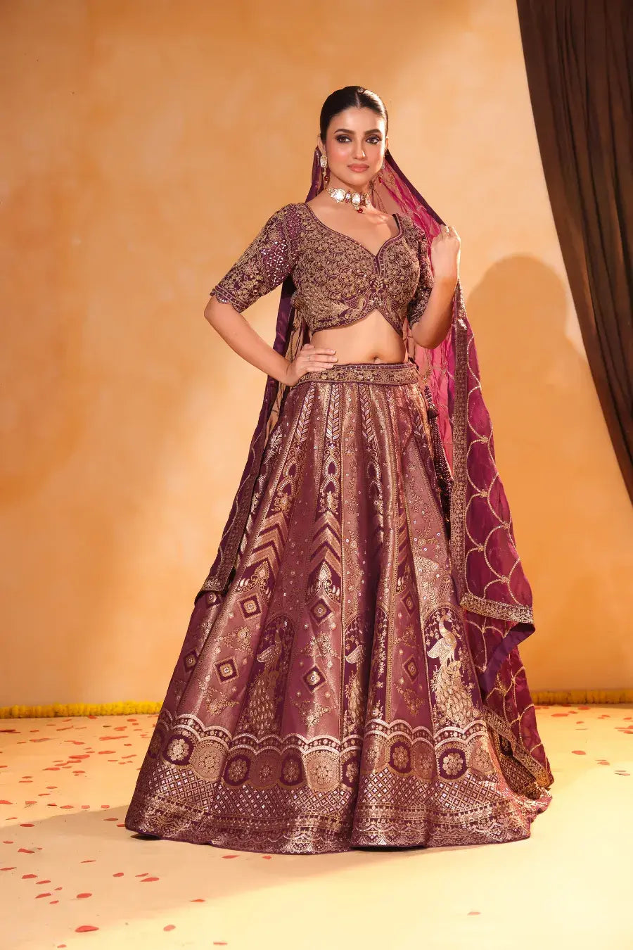 Wine Royale – Banarasi Zari Lehenga