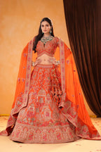 Riwaayat – Rust Orange Bridal Lehenga with Traditional Motifs