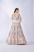 IVORY MULTI-COLOR FLORAL EMBROIDERED LEHENGA SET