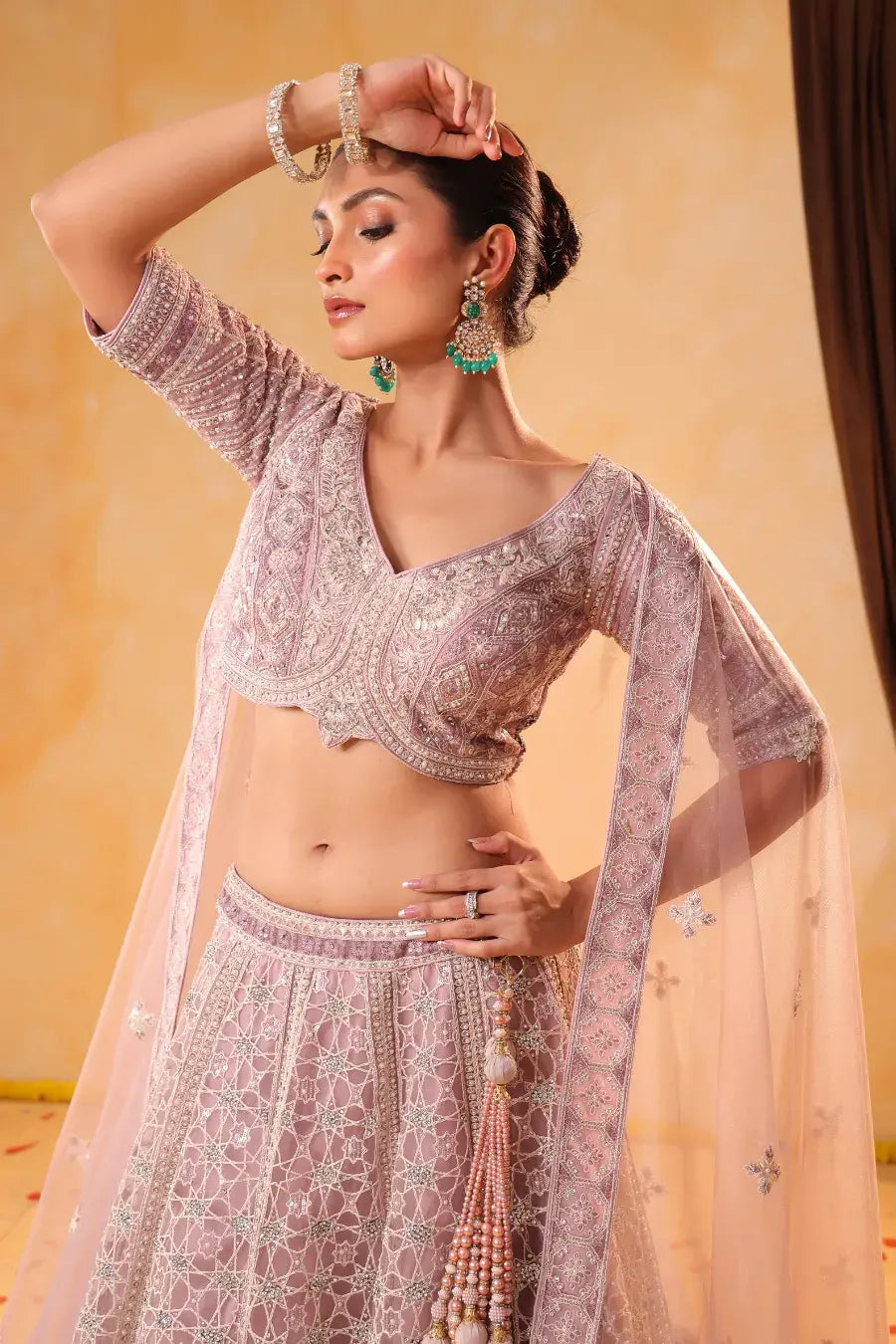 Lavender Whisper – Thread Embroidered Lehenga