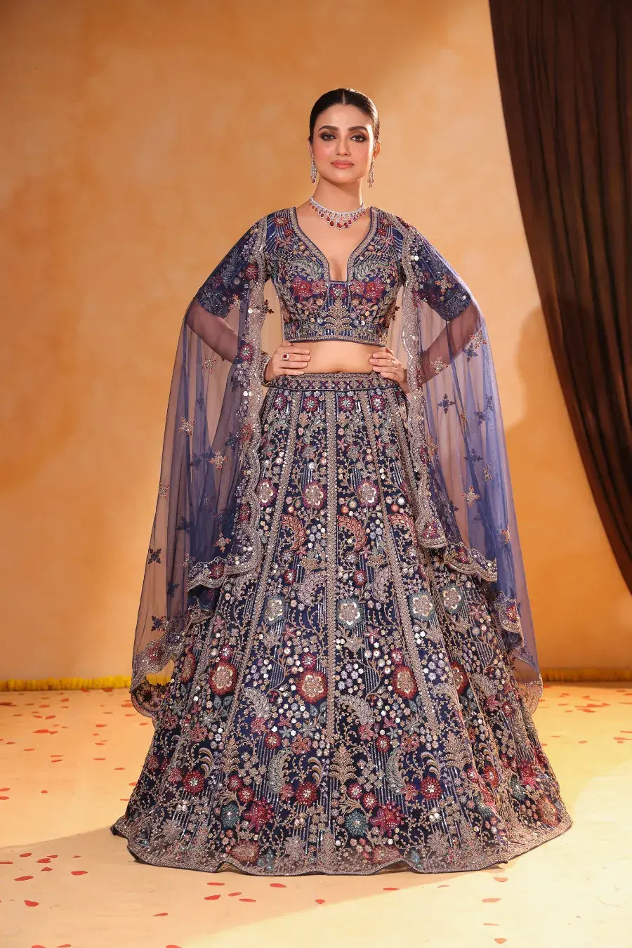 Royal Reverie – Blue Sequin Embellished Lehenga