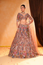 Olive Glow – Zari & Sequin Embroidered Lehenga