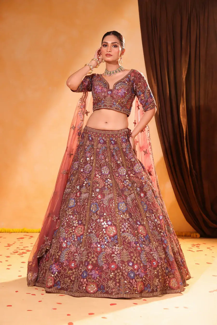 Rosé Noor – Thread & Sequin Embroidered Lehenga
