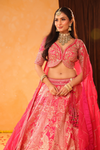 Fuchsia Phulkari – Banarasi-Inspired Celebration Lehenga