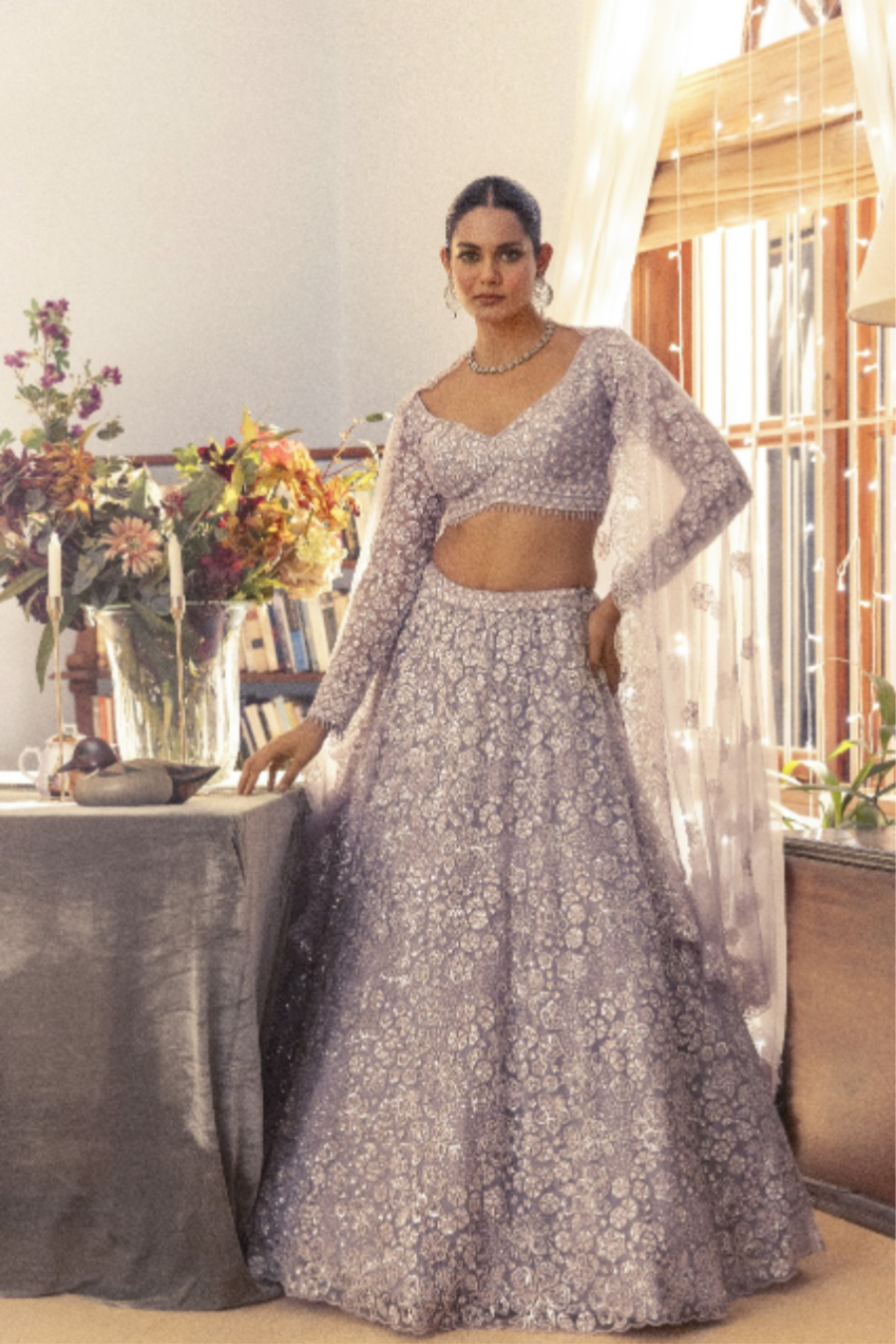 Lavender Embellished Lehenga