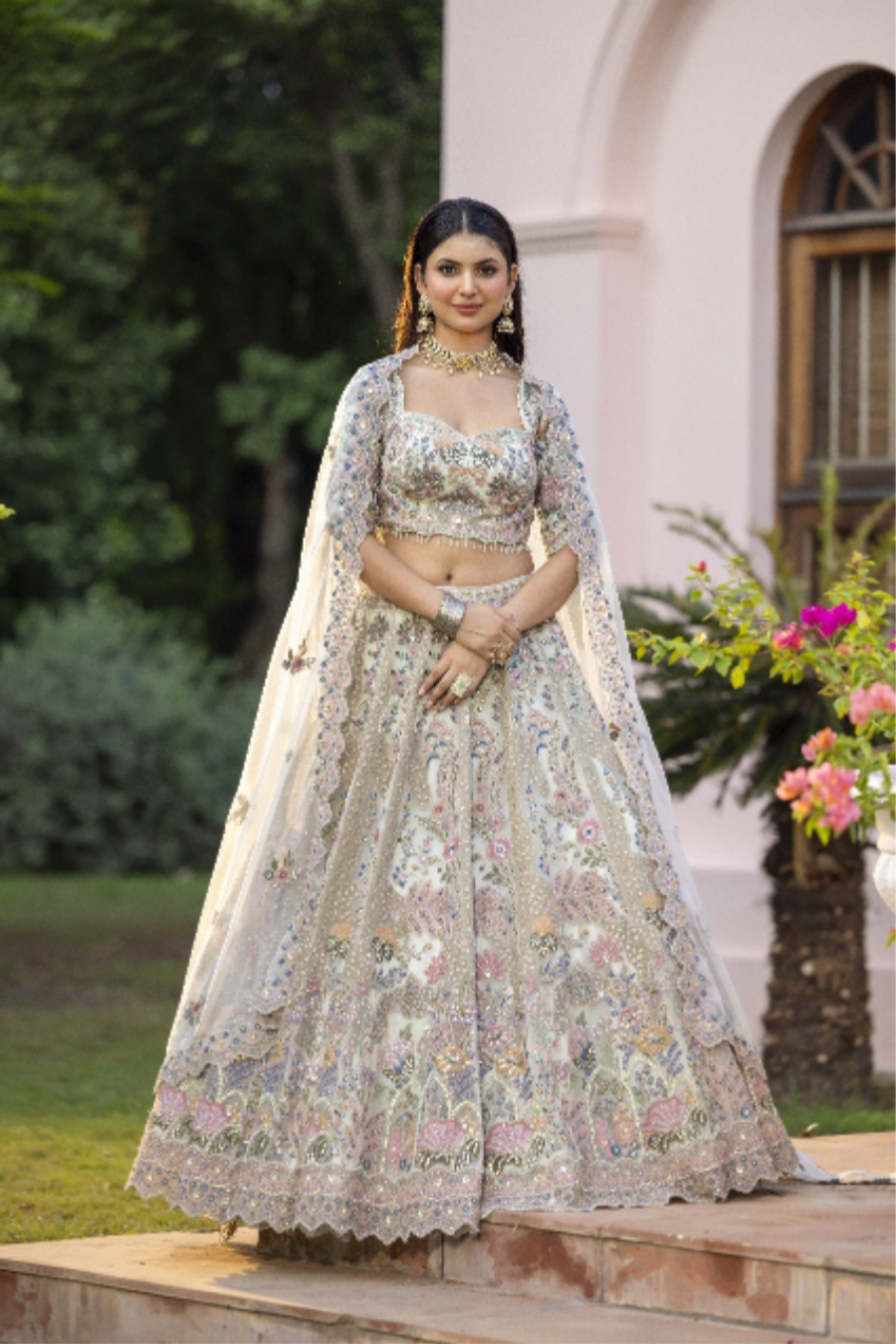 Celestial Pastel Garden Couture Lehenga