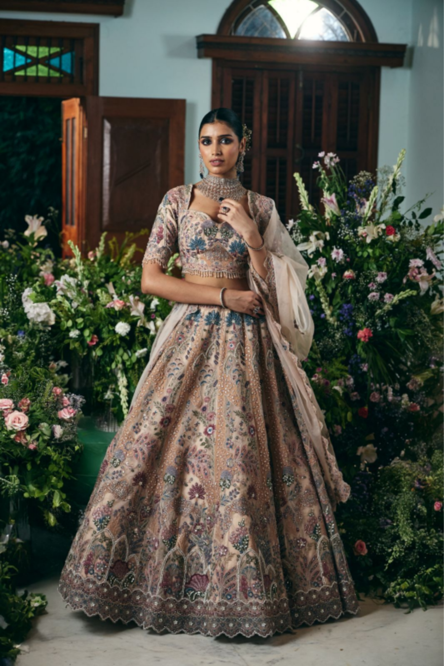 Blush Aura Couture Spring Bloom Lehenga