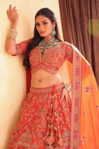 Riwaayat – Rust Orange Bridal Lehenga with Traditional Motifs