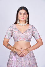 IVORY MULTI-COLOR FLORAL EMBROIDERED LEHENGA SET
