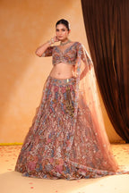 Olive Glow – Zari & Sequin Embroidered Lehenga