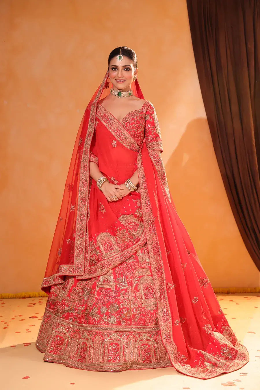 Rani Rooh: Regal Pink Bridal Lehenga with Peacock & Floral Embroidery
