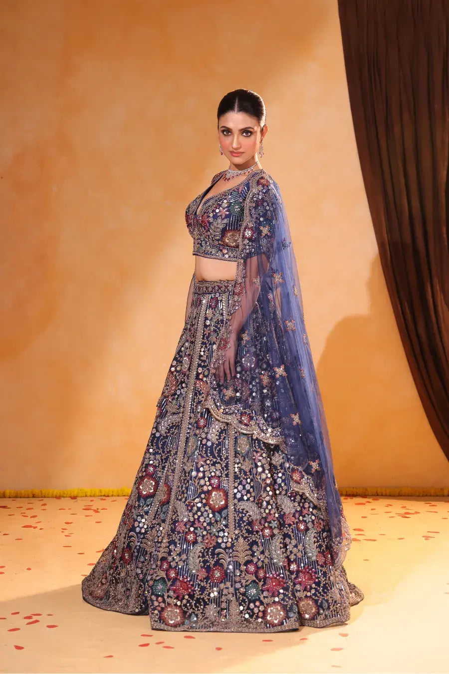 Royal Reverie – Blue Sequin Embellished Lehenga