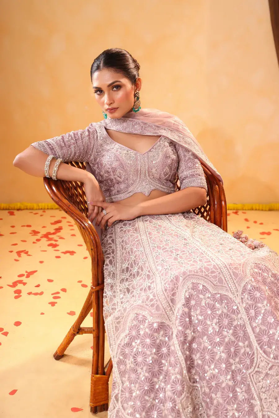 Lavender Whisper – Thread Embroidered Lehenga