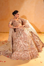 Beige Bahaar – Floral & Peacock Embroidered Lehenga