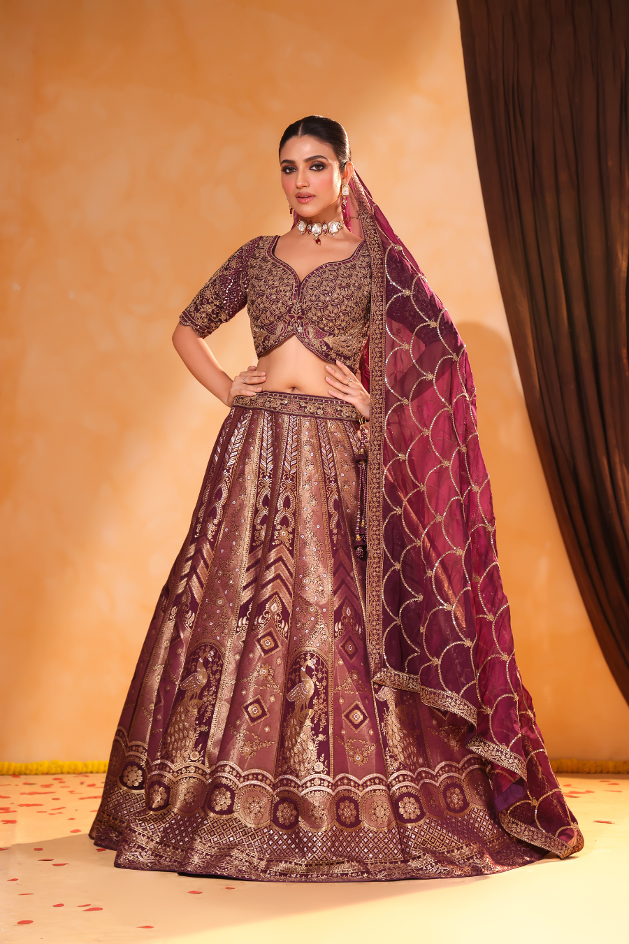 Wine Royale – Banarasi Zari Lehenga