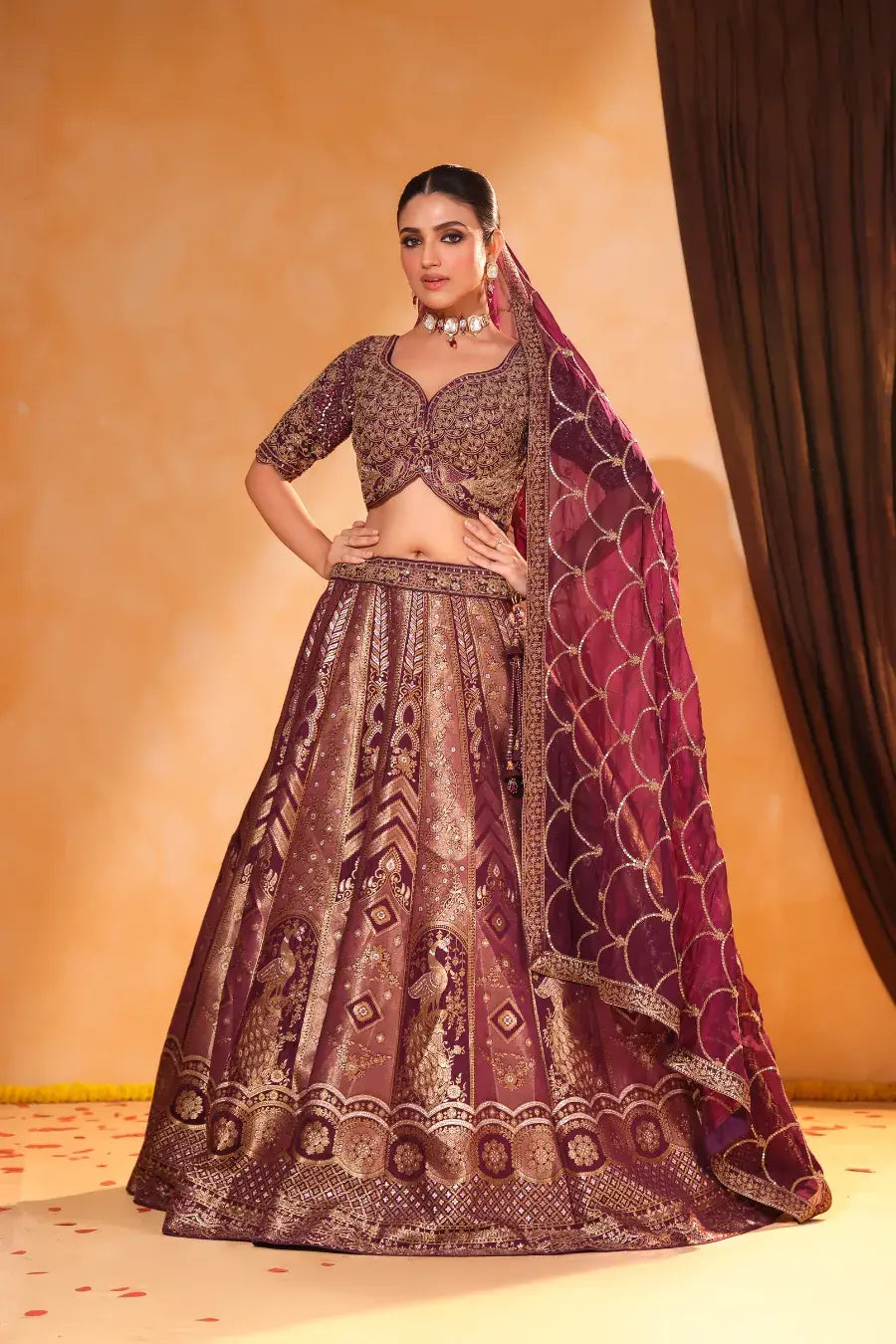 Wine Royale – Banarasi Zari Lehenga