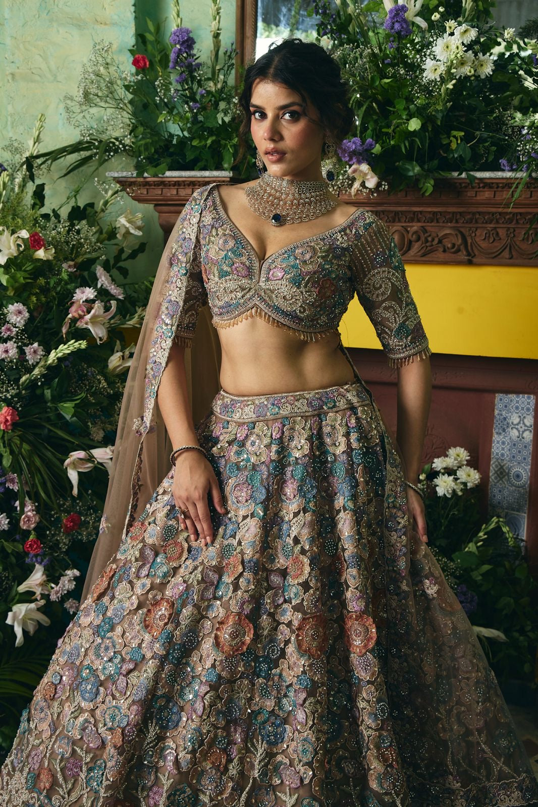 Designer Pastel Floral Lehenga Choli – Perfect for Bridesmaid & Reception
