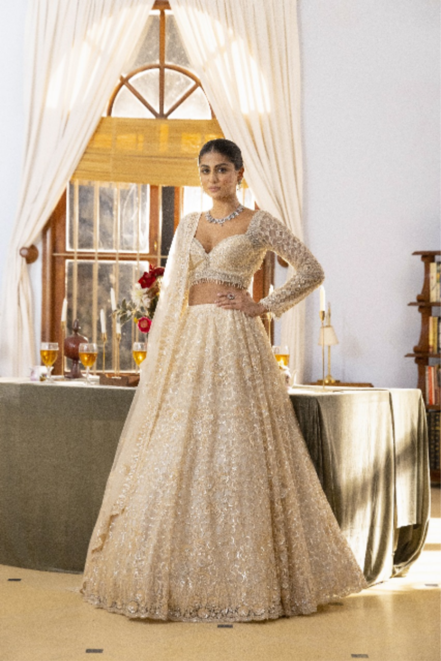 Champagne Gold Heavy Embroidered Lehenga