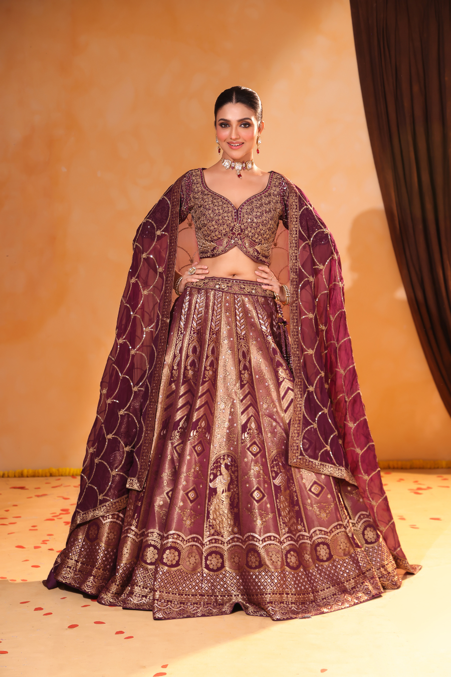 Wine Royale – Banarasi Zari Lehenga