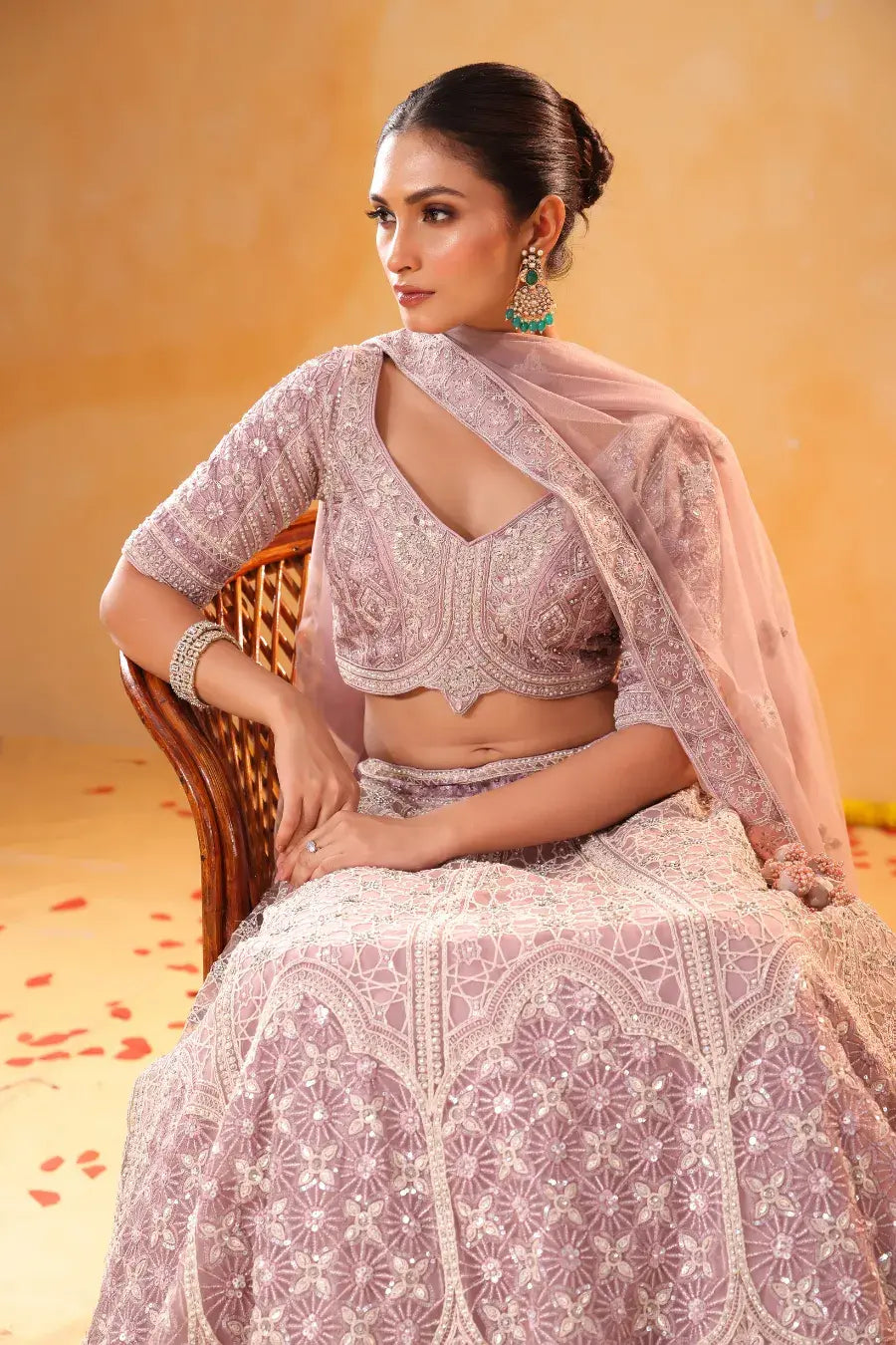 Lavender Whisper – Thread Embroidered Lehenga