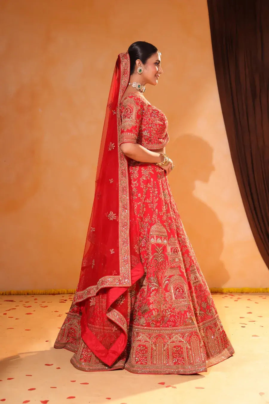 Rani Rooh: Regal Pink Bridal Lehenga with Peacock & Floral Embroidery